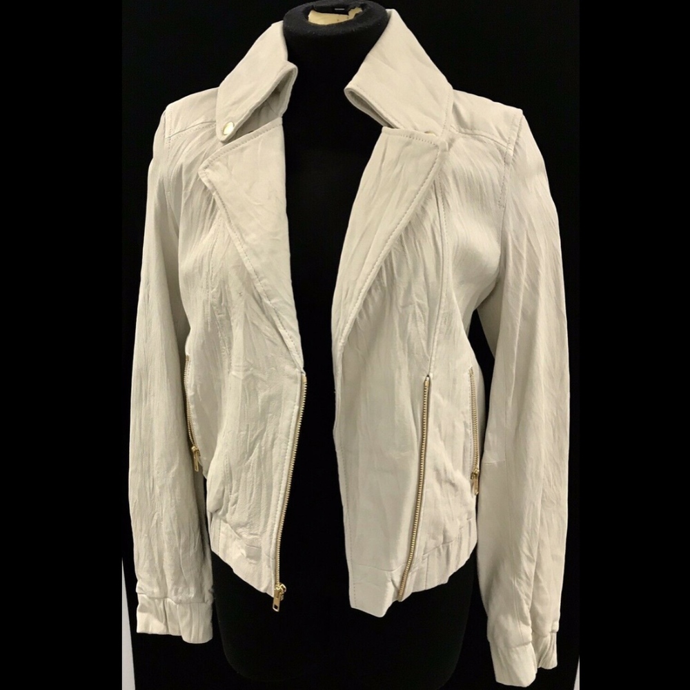 Express Bone Motorcycle Biker 100% Leather Jacket $298 - Picture 3 of 7